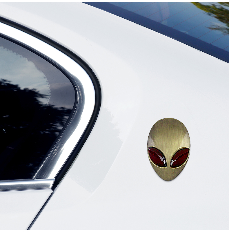 外星人logo车标改装中网标立体金属贴个性diy装饰贴车身车窗贴标 小号