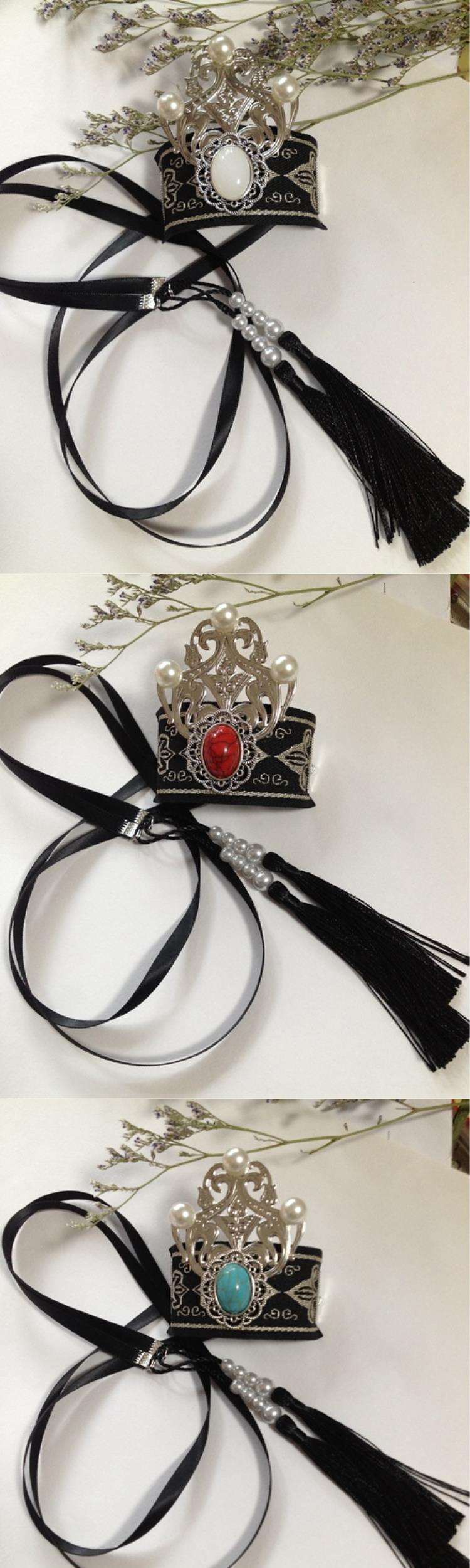 发簪古风男汉服子高马尾束发古冠简约士束冠头冠古装发饰 白色透明钻