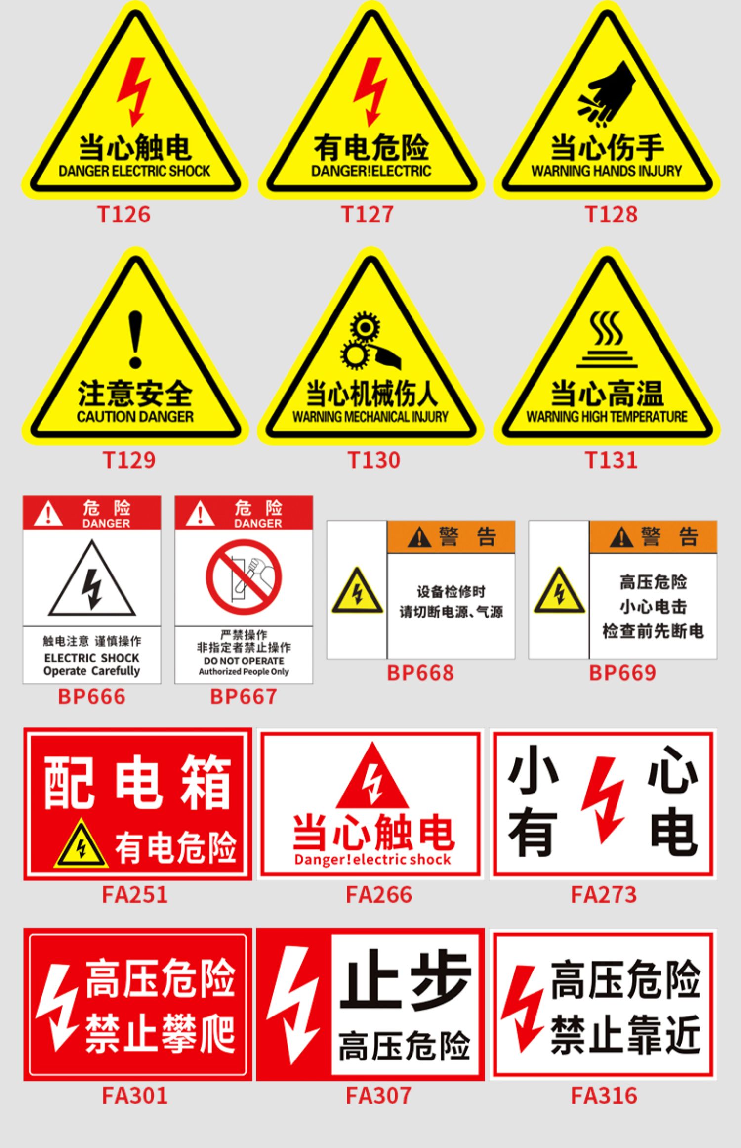 安全用电小心配电箱房电力禁止标志高压警告三角标牌铝板验厂提示fa