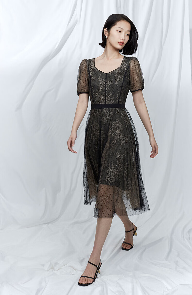 女装 连衣裙 纳薇(naivee) 商场同款naivee纳薇至臻2021夏季新款赴宴