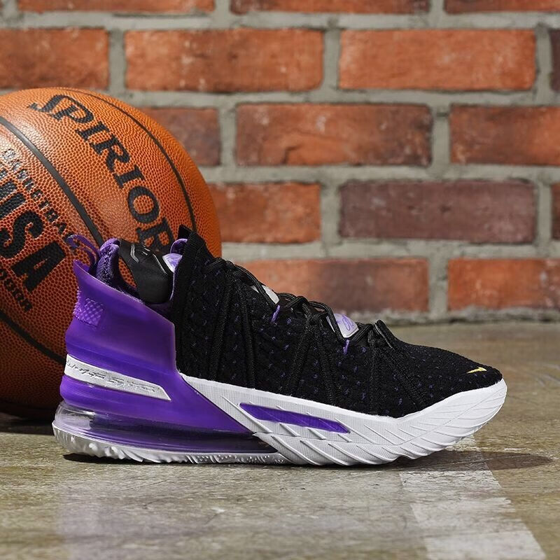 【官方旗舰】詹姆斯18代蓝球鞋黑紫气垫耐磨实战运动鞋 黑荧光绿 36