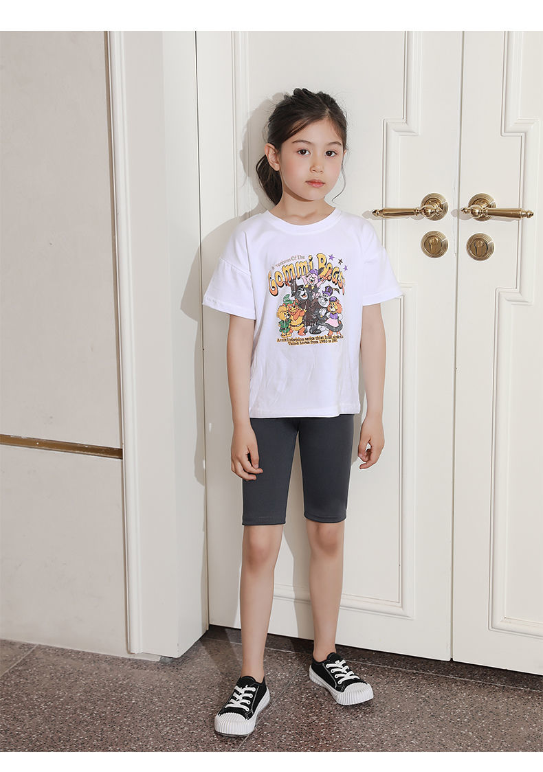 hkxn女童五分鲨鱼皮裤夏季儿童紧身运动裤短裤芭比瑜伽女孩打底裤七分