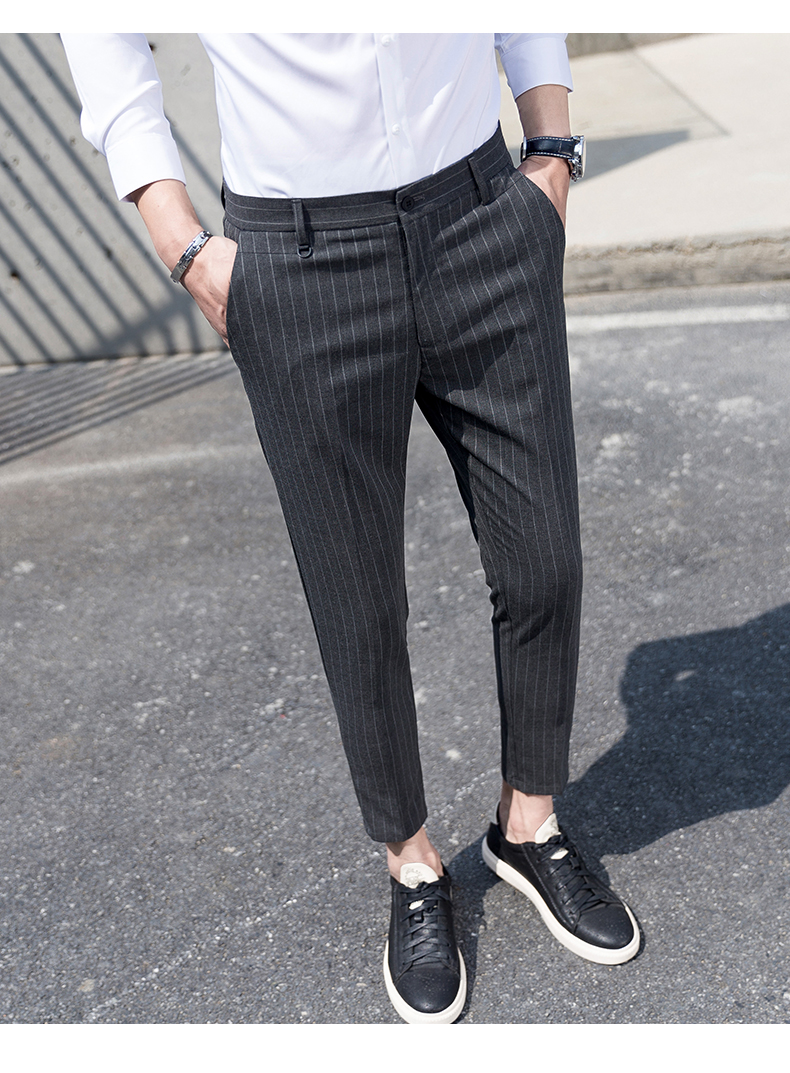 九分西裤男商务免烫休闲小脚西装裤 韩版英伦风青少年时尚潮流锥形