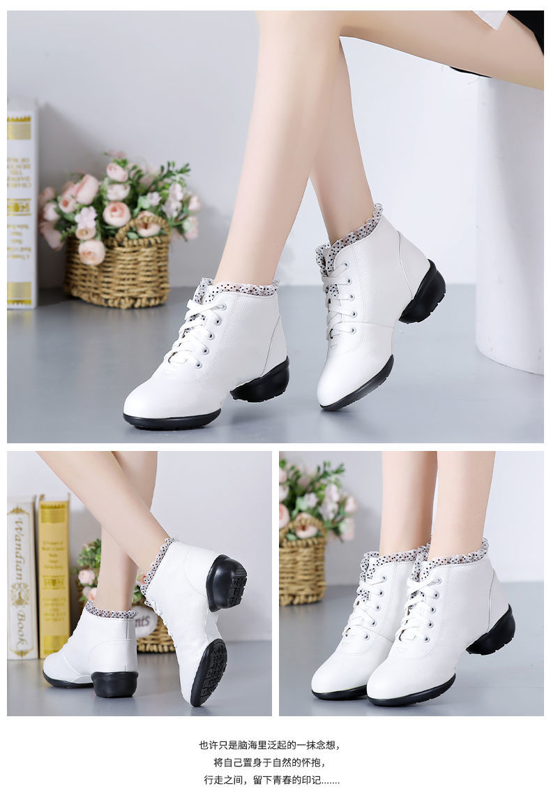 冬季精选跳舞鞋女中跟软底水兵舞鞋爵士舞舞蹈鞋镂空广场舞鞋323酒红