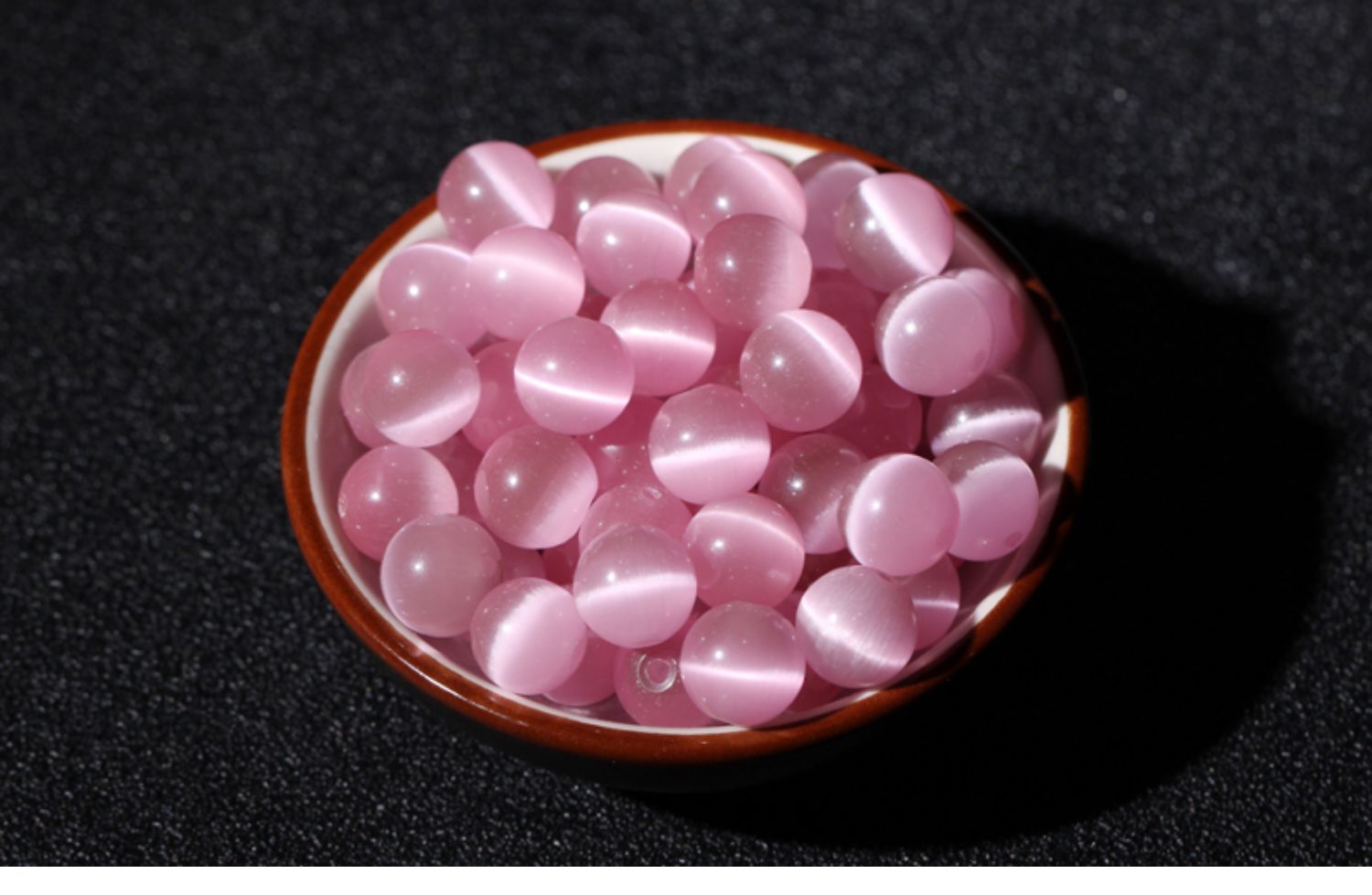 粉猫眼石白猫眼石散珠子半成品diy饰品配件手工编织串珠圆珠整包 10mm