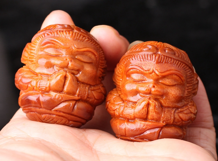 岚珊文玩橄榄核手串橄榄核雕刻巴西进口大核网红龟如来佛恶僧一对男士