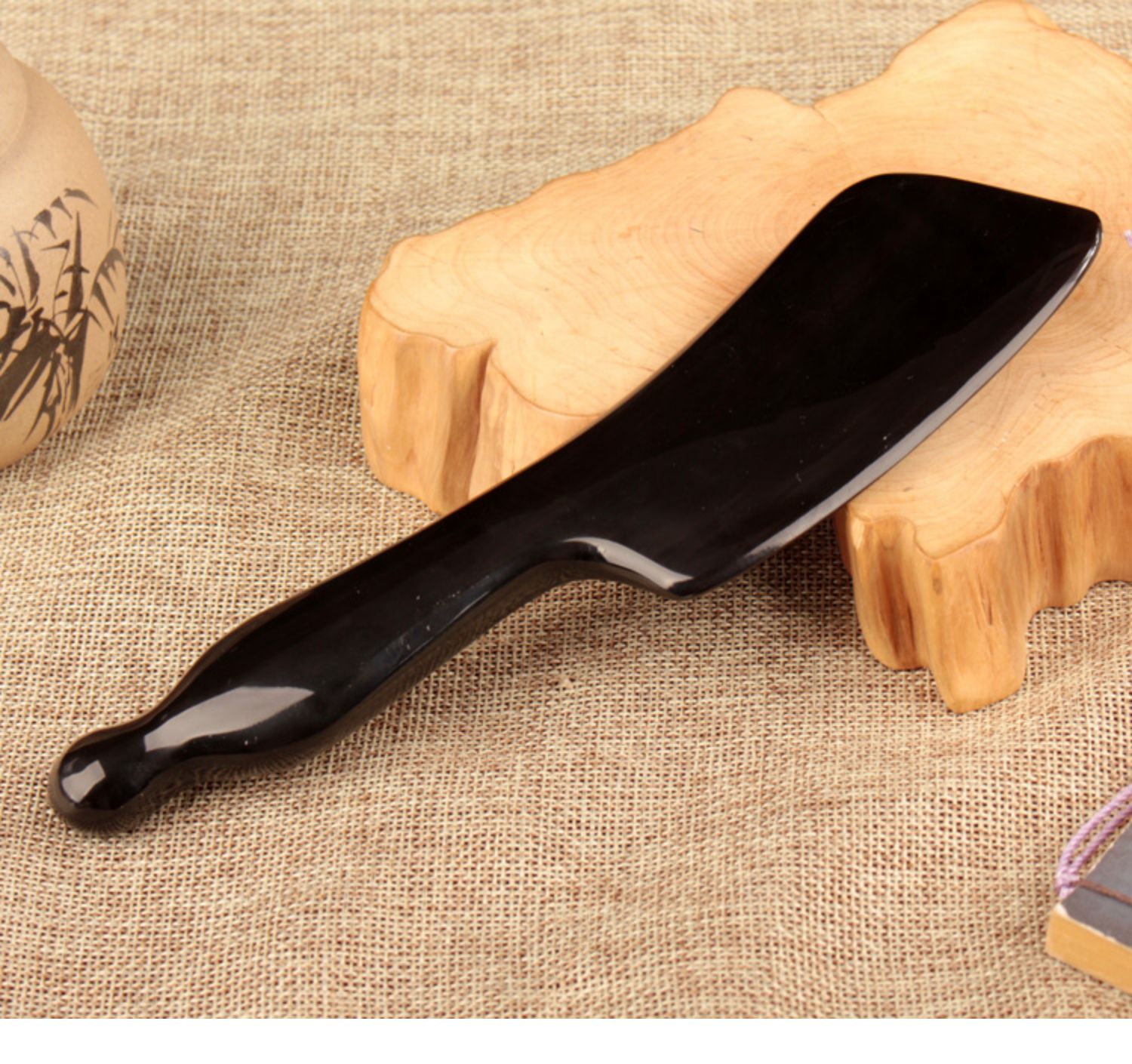 zotoyl牛角刮痧按摩板疏通经络背颈面部全身通用刮痧刀 牛角精点圆柄