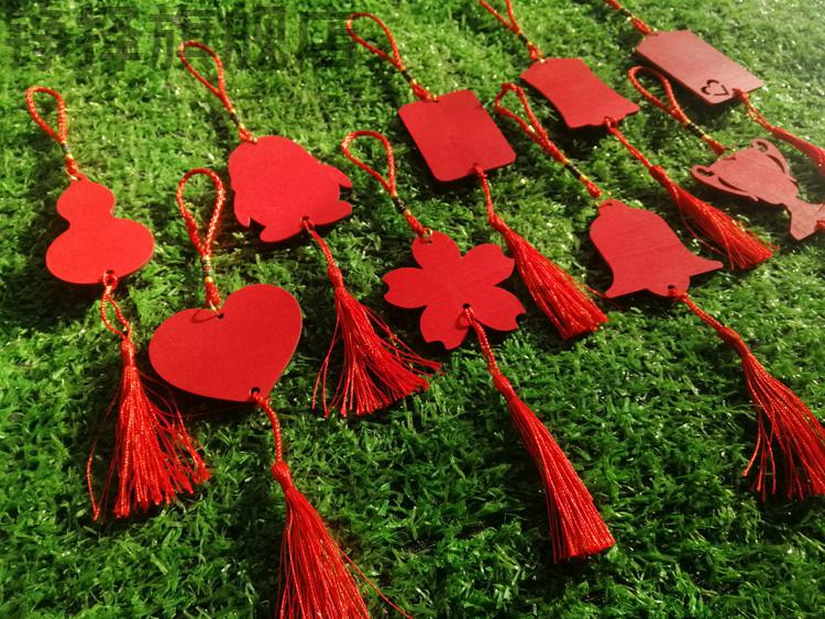 新年木质风铃许愿牌红色祈福牌心愿签名木牌挂饰吊牌挂牌树牌刻字50片