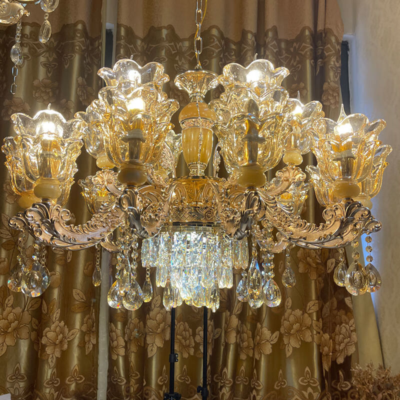 金奂null客厅吊灯欧式大气奢华别墅家用主灯玉石饭餐厅水晶灯具2021年