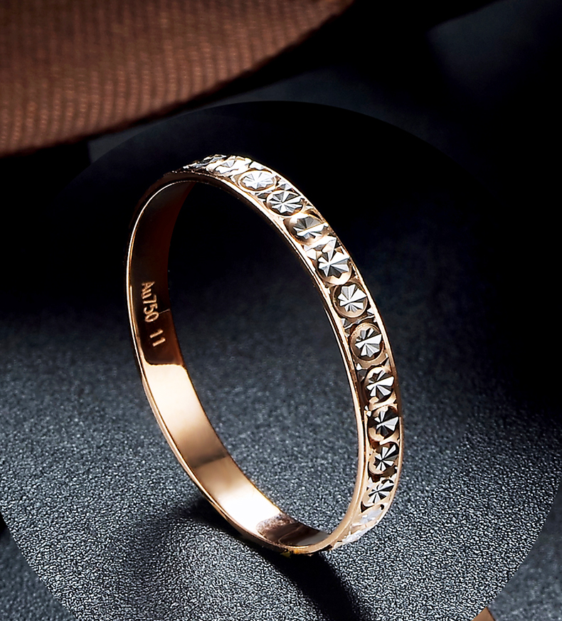 黙研(moyan)玫瑰金戒指简约金白18k满天星情侣婚戒子食指男750彩金