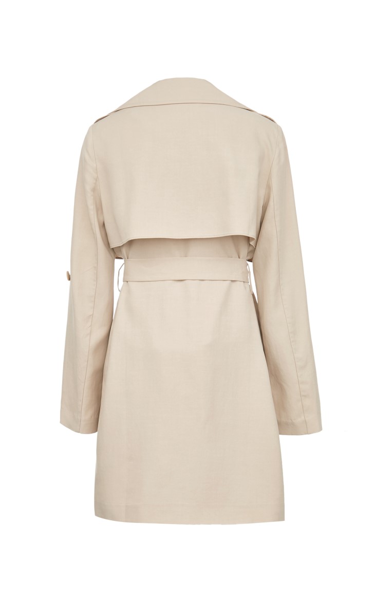 moda2021秋冬新款韩版显瘦翻领垂感风衣外套女321321002 e56香脂绿色