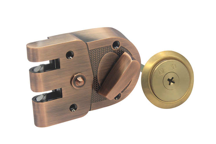 固力老式门锁老虎锁门锁老式防盗门锁大门外装锁木门房门锁 内开(银色