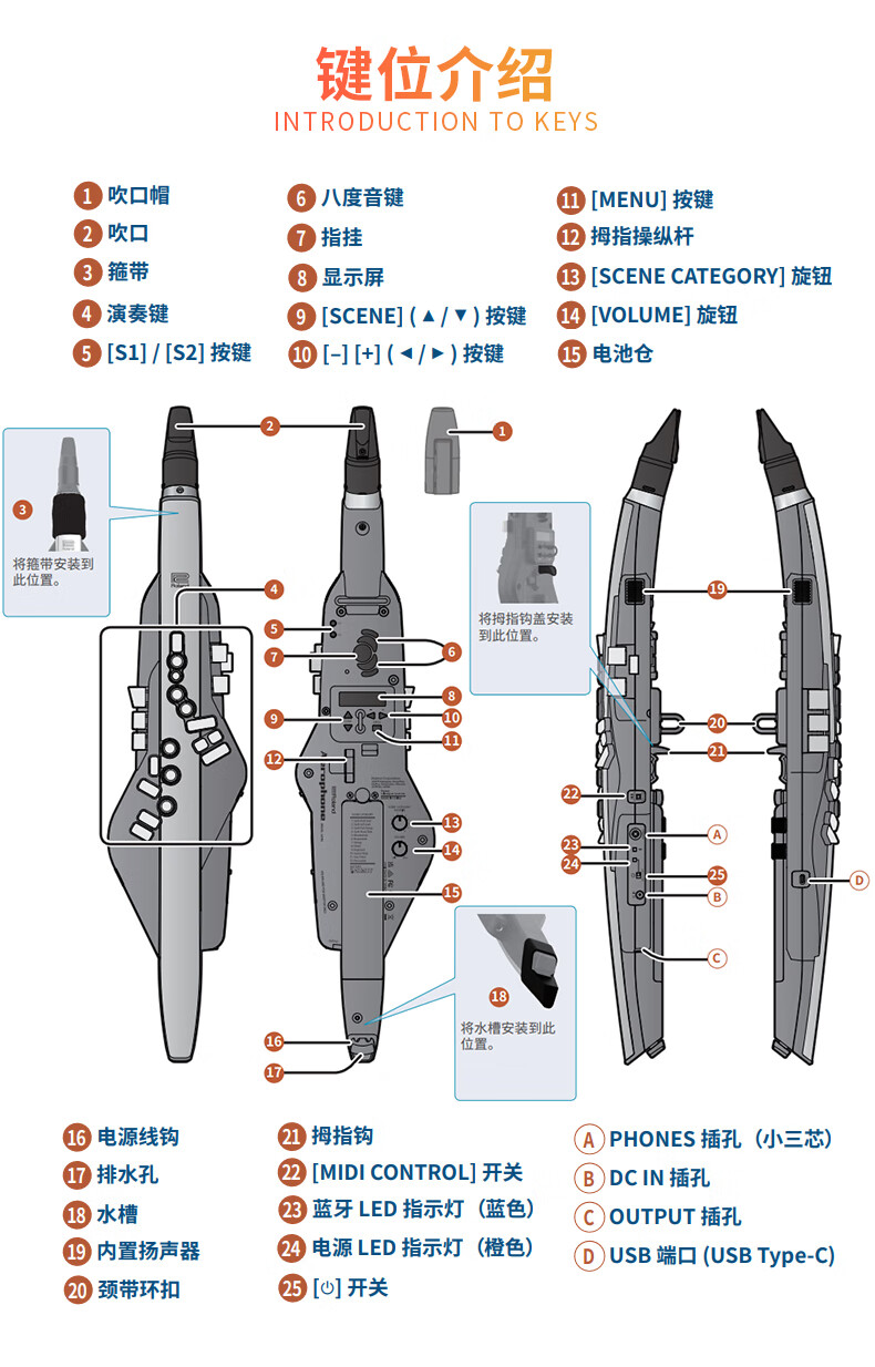 roland罗兰电吹管ae20电萨克斯吹管老年人初学吹奏乐器大全ae-20定制