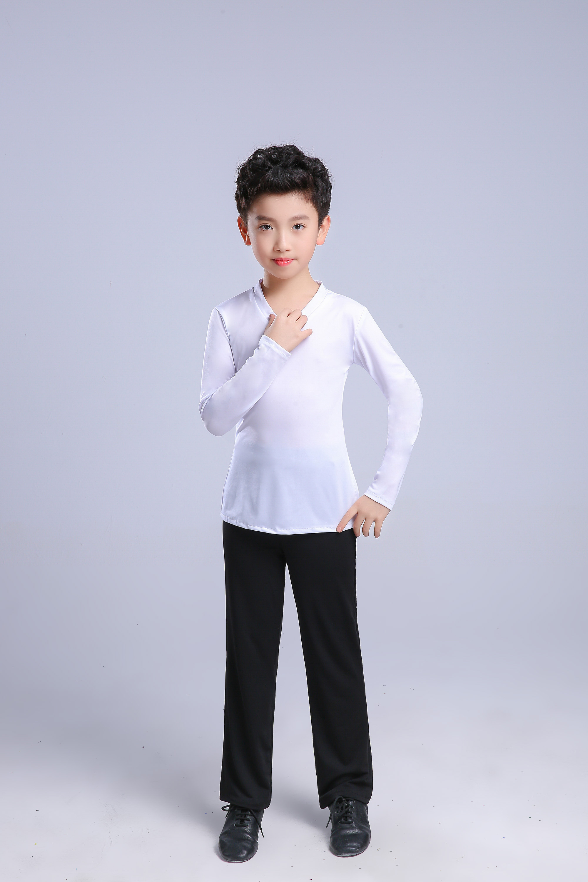 泰瑞格男童拉丁舞练功服男孩中国舞形体服儿童舞蹈套装少儿长袖短袖