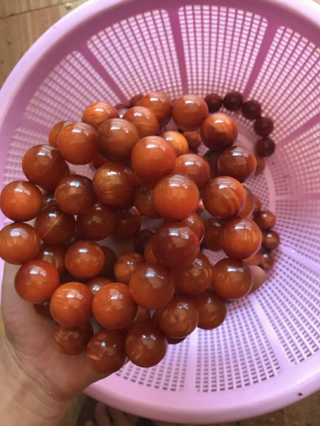 松明子手串 长白山全透光琥珀木手串满油东北沉香手链松明子明丁佛珠