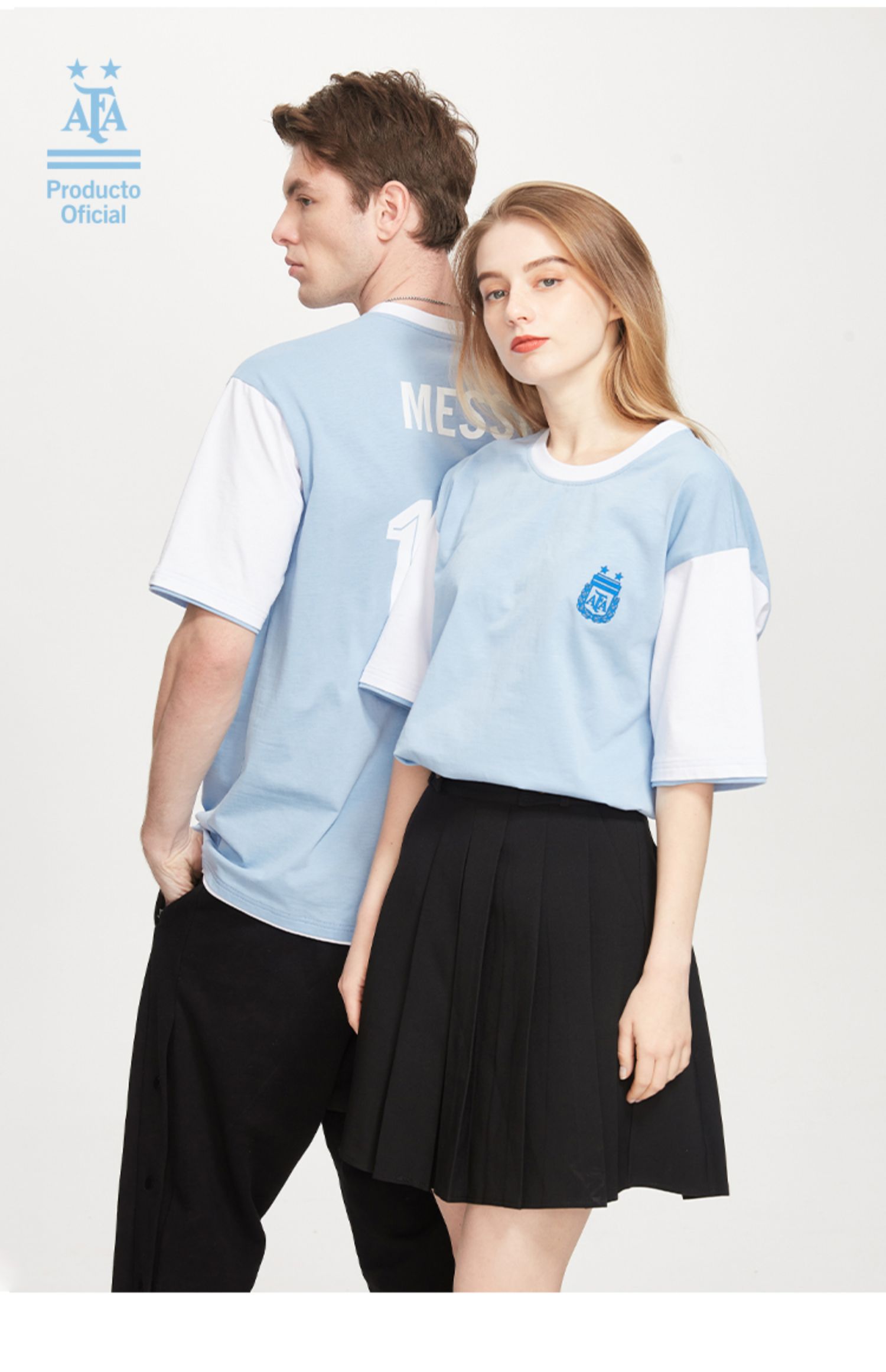 运动服饰 t恤 聚星动力 聚星动力 阿根廷国家队官方蓝白新款短袖印号