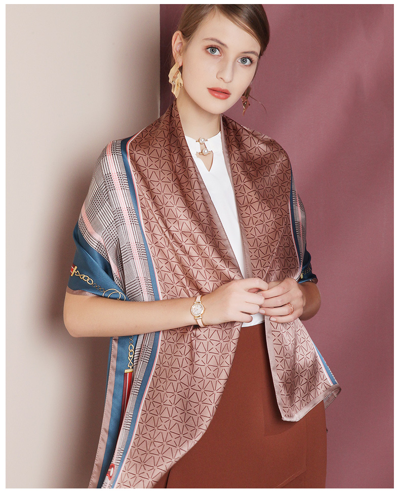 topkicc 2021年新款真丝丝巾女士高档夏季薄款桑蚕丝长条披肩围巾