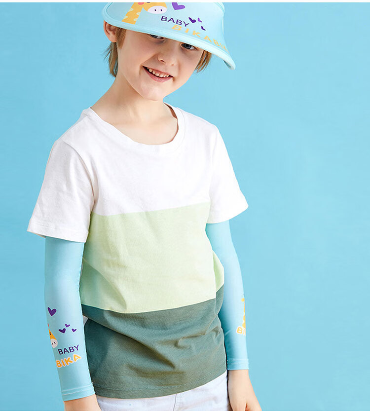 儿童冰袖宝宝防晒袖冰丝袖套夏季薄款女童婴儿男孩小孩夏紫色鳄鱼