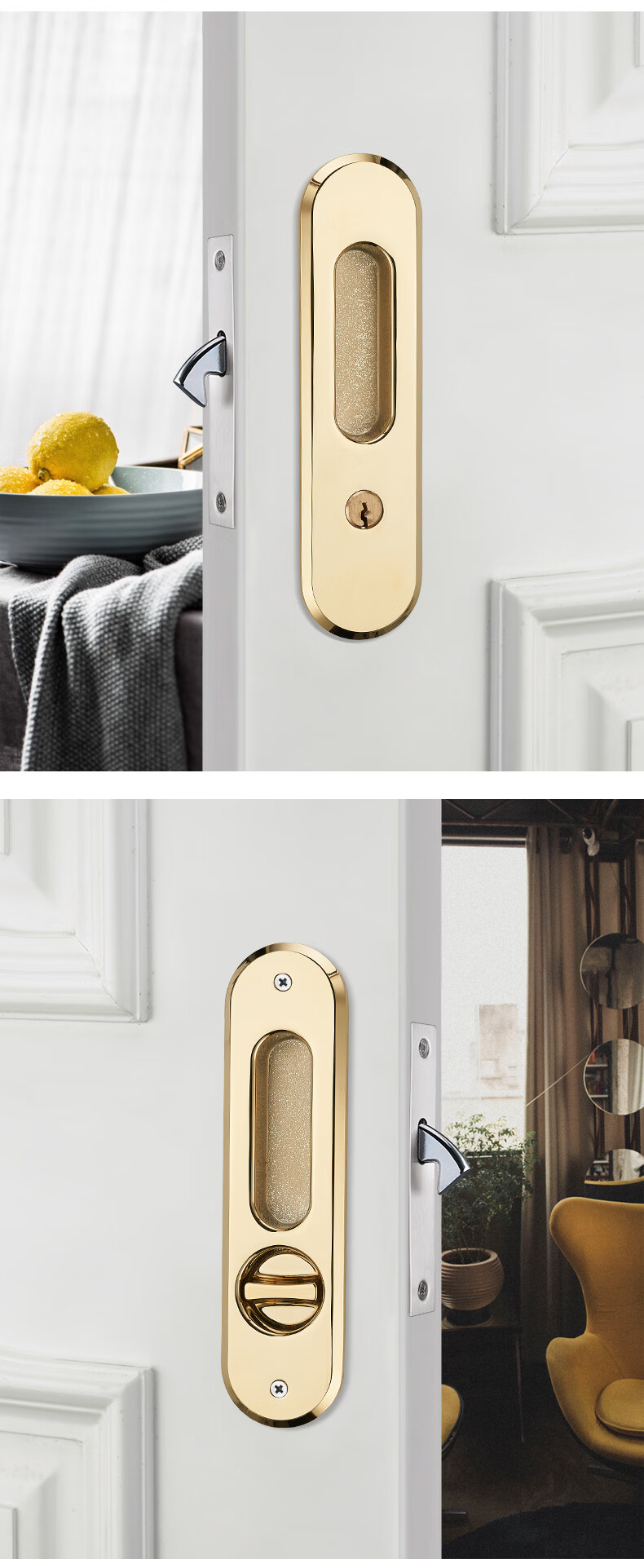 雷鸟移门锁隐形室内推拉门锁钩锁卫生间移门锁浴室木门厨房推拉房门锁