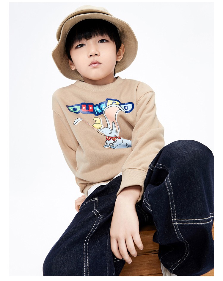 小飞象系列littlemoco童装ip款2022春装新款男女童卫衣烟咖色14064