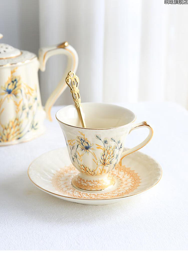 法式下午茶餐具金穗法式复古欧式陶瓷描金宫廷咖啡杯碟英式下午茶红