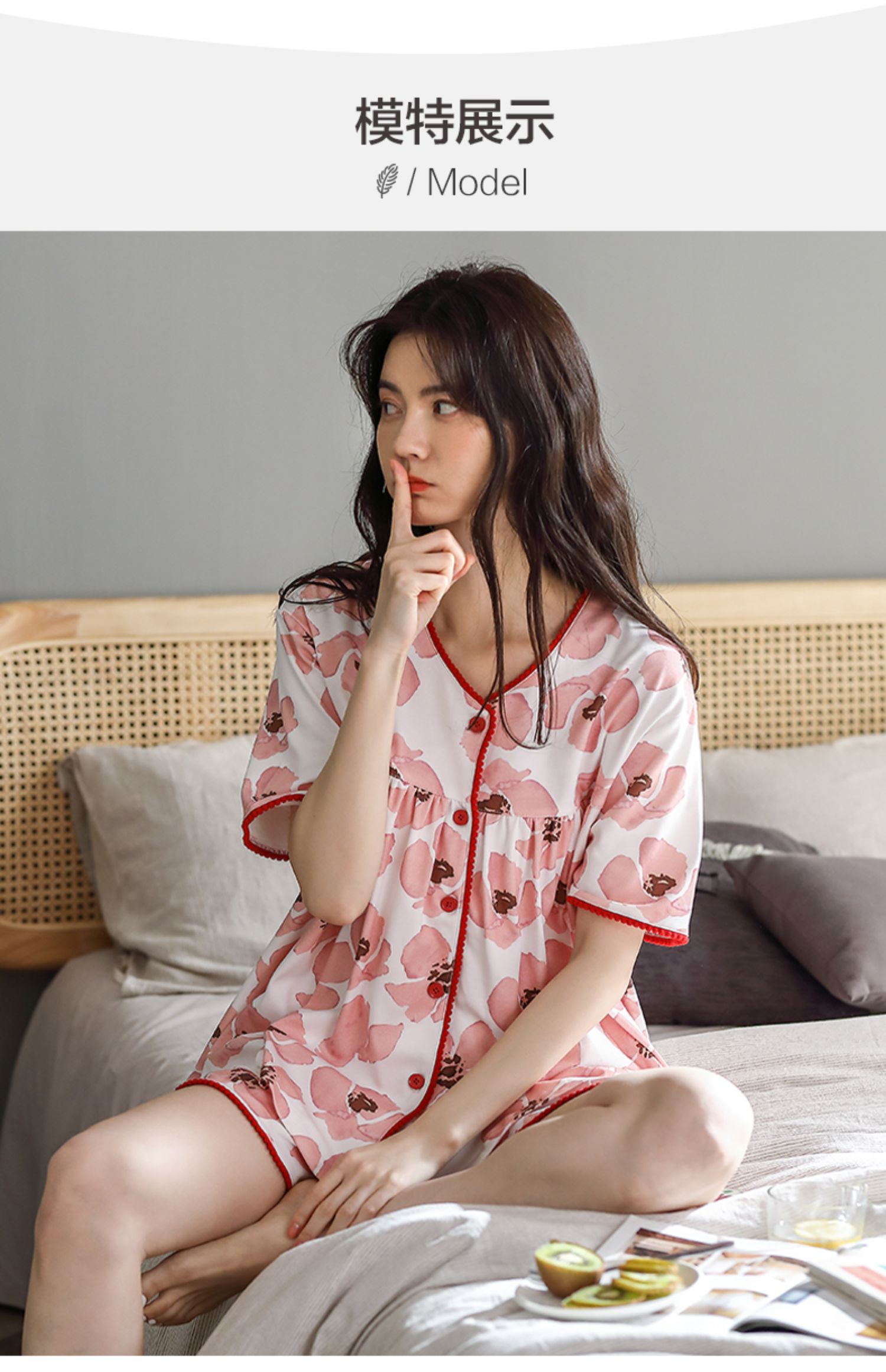 北极绒新款短袖纯棉睡衣女夏季薄款开衫全棉甜美学生宽松大码家居服