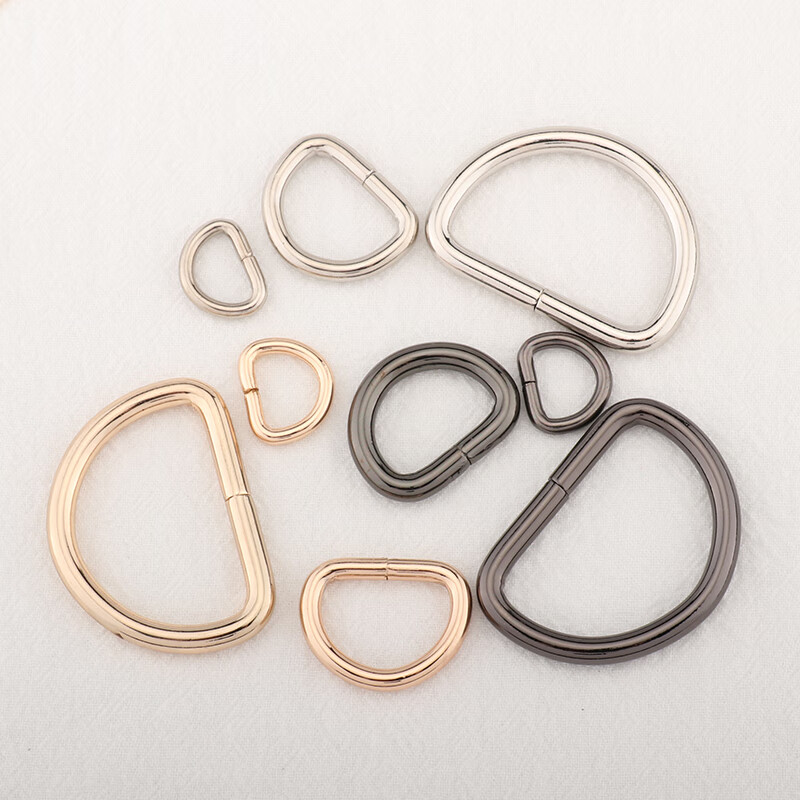 d字扣包包配件五金扣金银色金属扣包带扣d扣半圆扣连接背包扣扣环d01