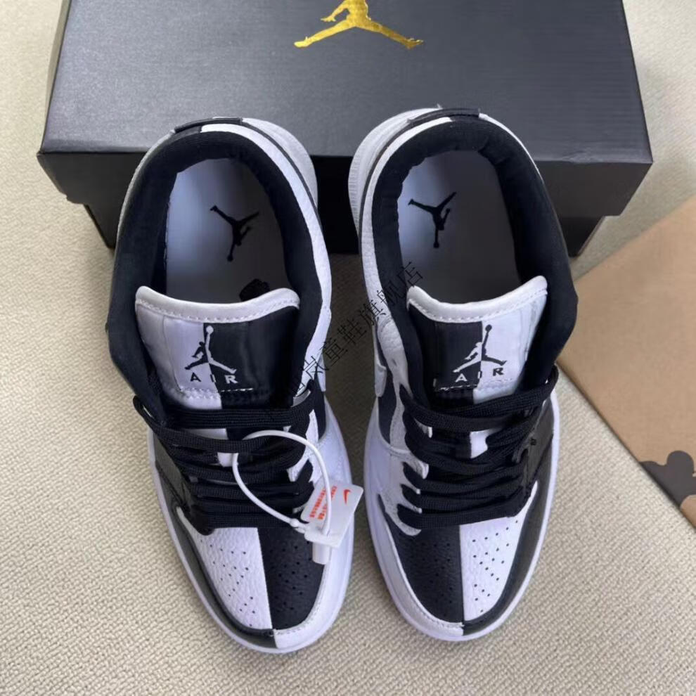 【鸥迪岚旗舰】港风aj1低帮黑白阴阳熊猫小丑荔枝纹 男女复古篮球鞋