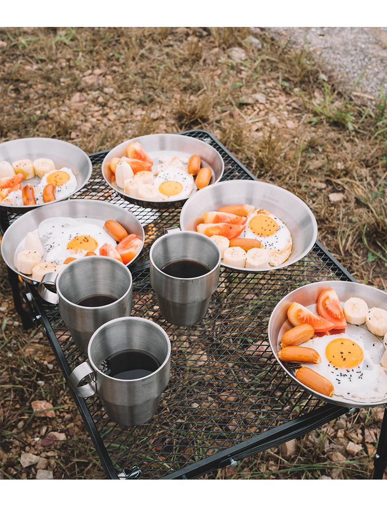 blackdeer黑鹿户外野餐碗304不锈钢碗筷盘子便携自驾旅行露营餐具套装