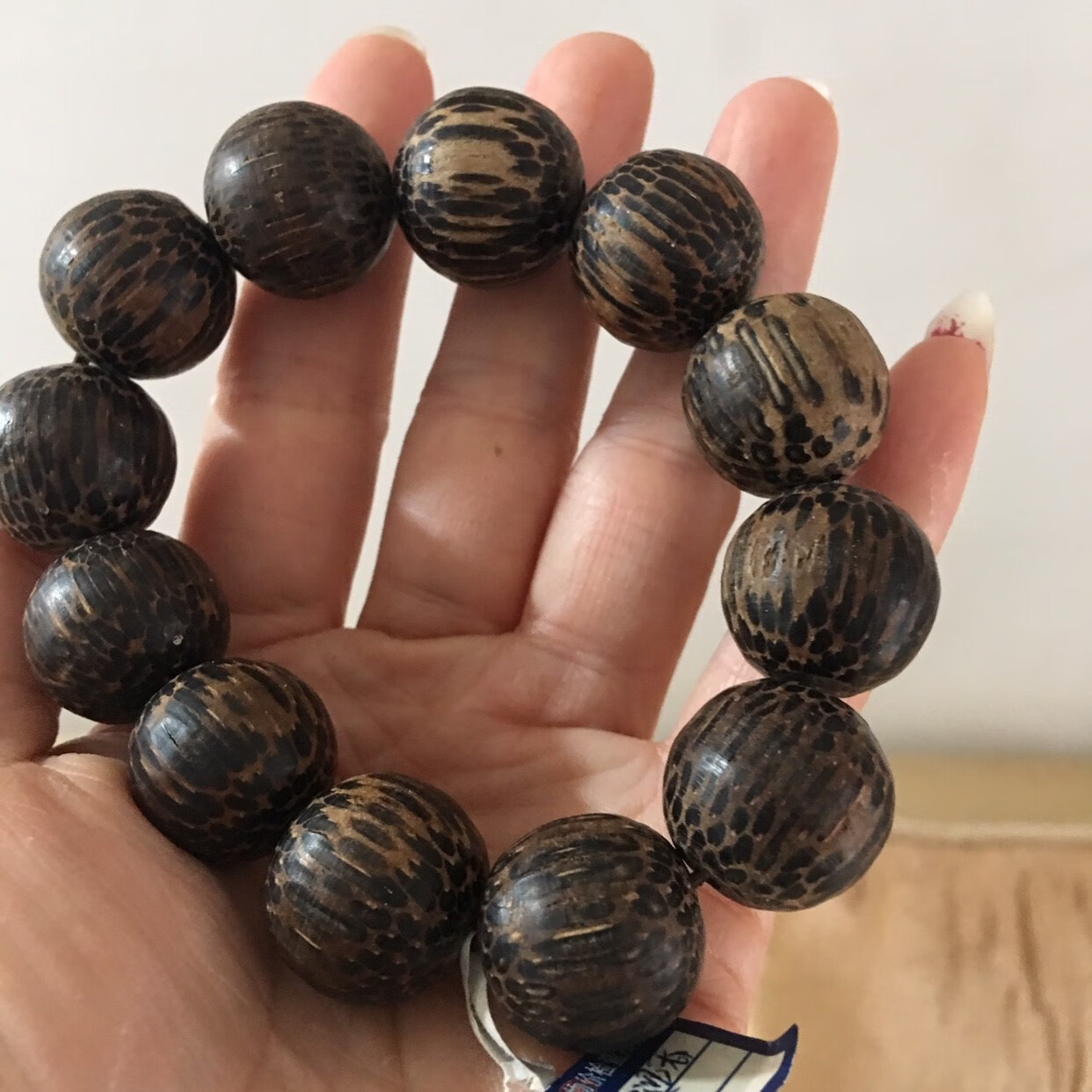【官方旗舰】欢芬清库存 蛇纹沉香佛珠手持木珠手串手把件大珠子19mm