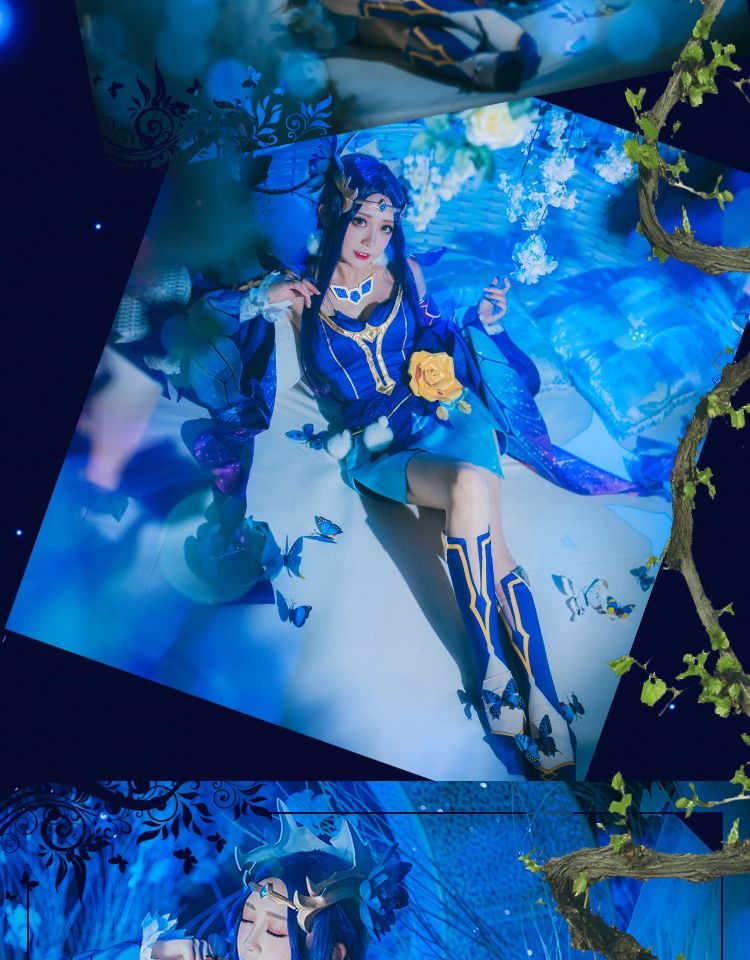 貂蝉仲夏夜之梦cos服女 王者 荣耀蝴蝶梦cosply服装 假发现货 m【图片