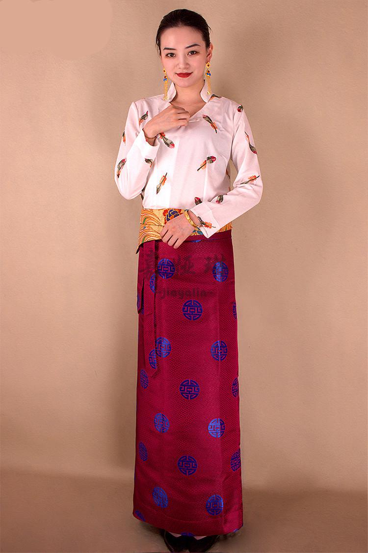 臧裙西藏服女款藏袍新款半身裙金边藏装藏服女不丹长裙博拉民族风