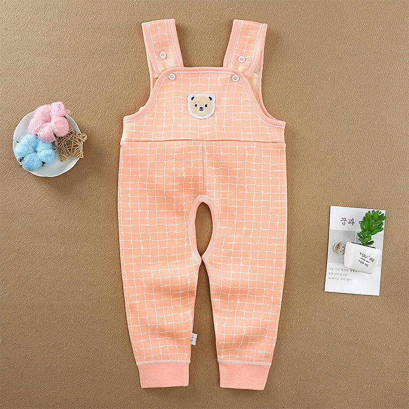 婴儿开裆裤宝宝背带裤通用春秋儿童保暖小孩加绒高腰护肚连体裤开裆裤