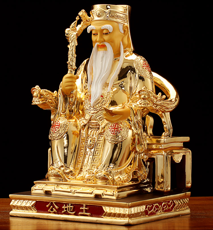 行天宫鎏金纯铜土地公神像供奉家用土地婆婆土地爷公公福德正神摆件