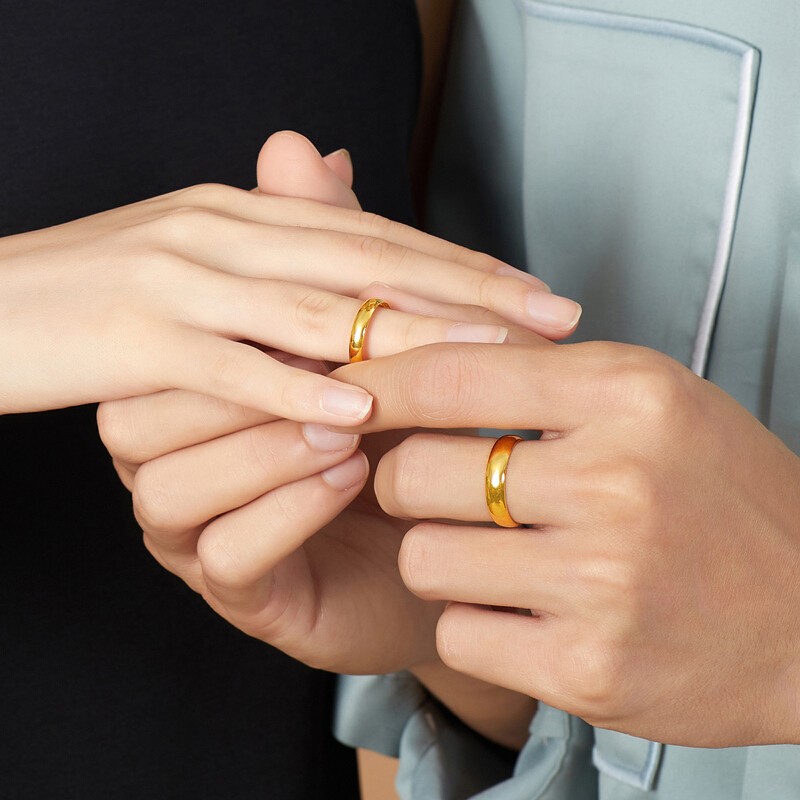 简约经典光圈999足金戒指 黄金戒指男女款情侣款金戒指 约3