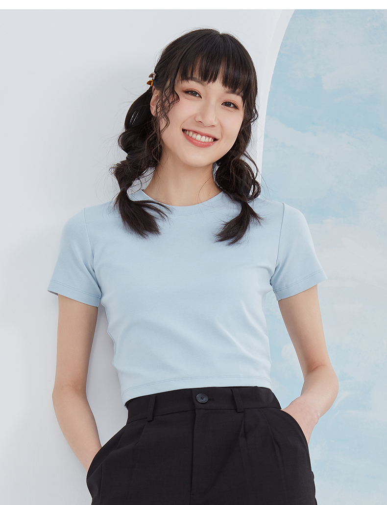 新疆棉热风2021年夏季新款女士纯色短袖t恤上衣ins潮气质 01黑色 s