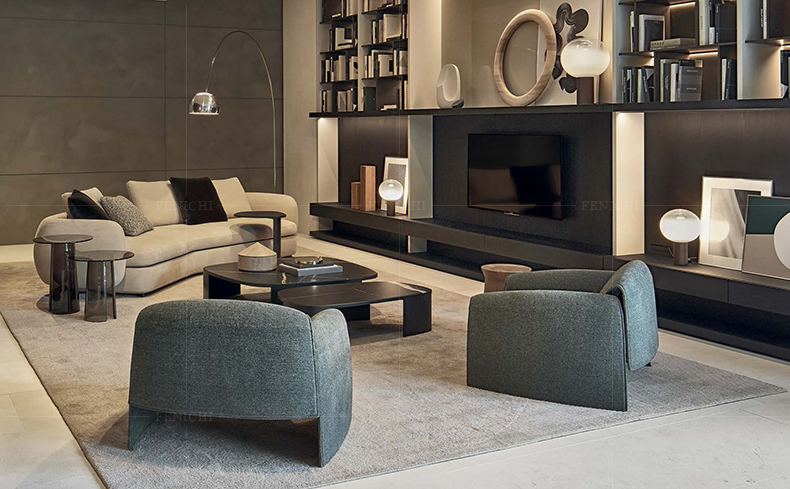 菲尼其 意式极简沙发椅le club布艺真皮单人沙发现代简约客厅家具