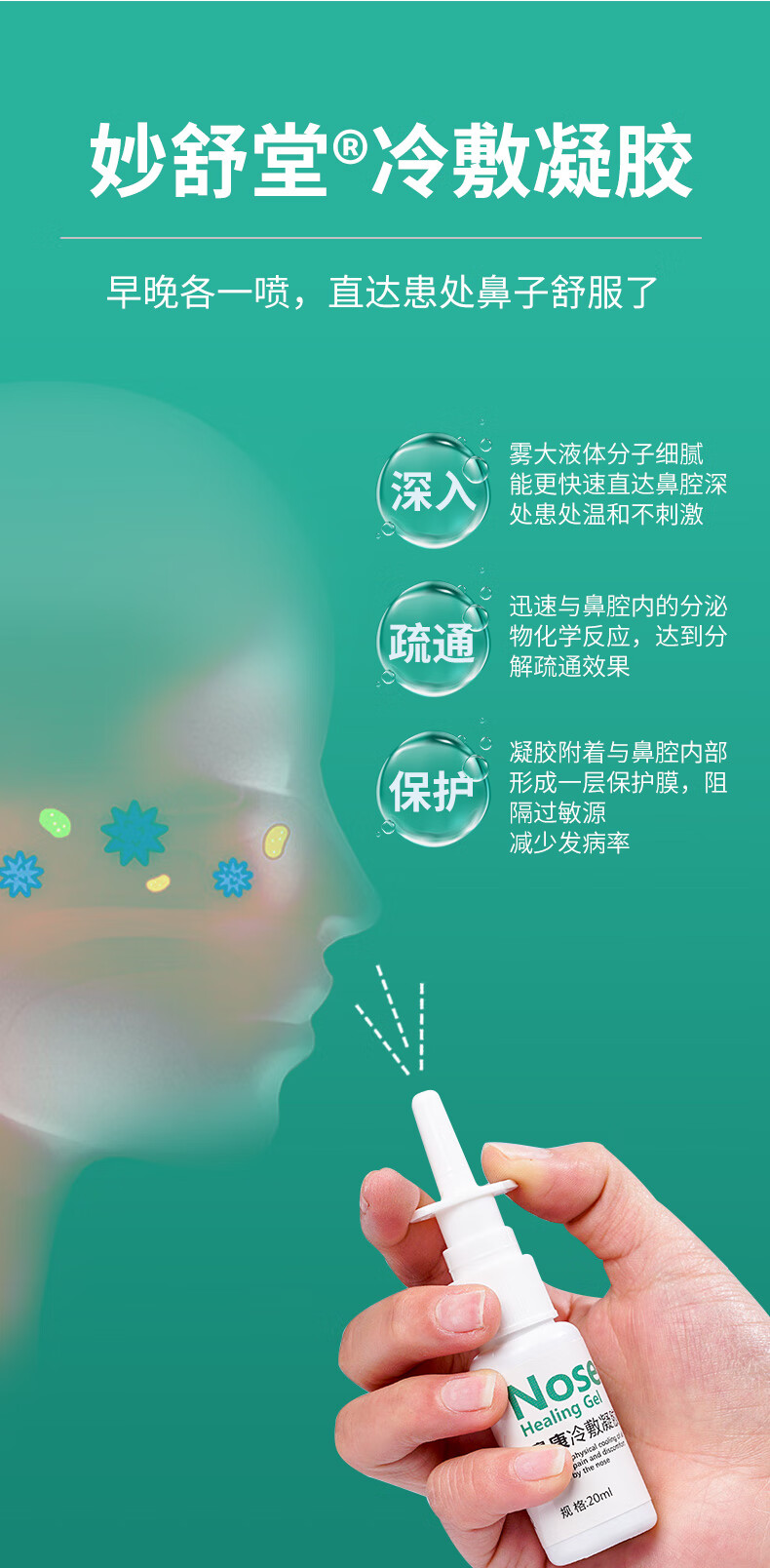 千叶妙舒堂广东妙舒堂鼻康冷敷凝胶 喷剂 冷敷凝胶组合装 一盒装 40ml