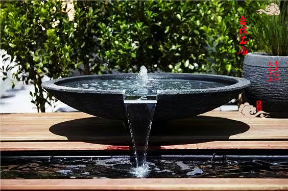 工匠时光石雕流水钵庭院园林石钵石盆鱼缸喷泉日式景观鱼池喷水池青石