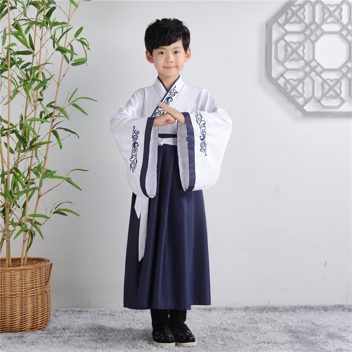 幼儿童古装汉服男童男孩晋宋朝古代诗人陶渊明诗词朗诵表演出服装