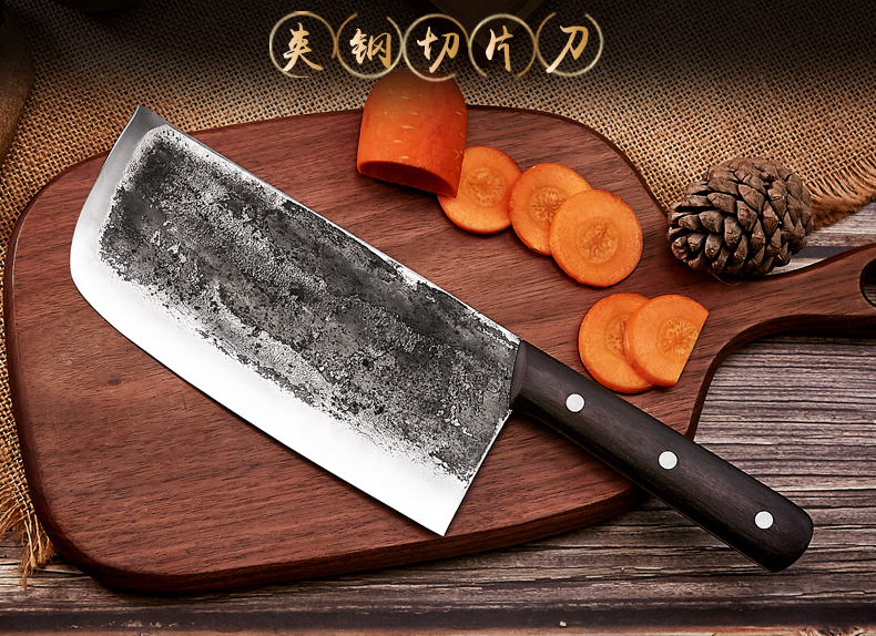 楚家刀手工锻打菜刀家用切片厨师专用卤肉老式圆头龙泉阿昌族铁菜刀