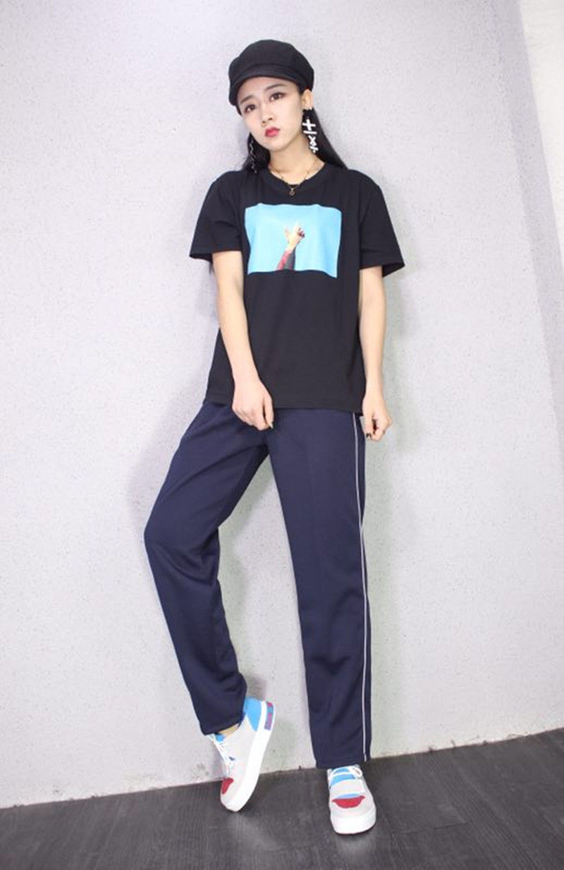 白细条校服裤深蓝色小学初中高中生一条杠白边校裤运动长裤 纯藏蓝 m
