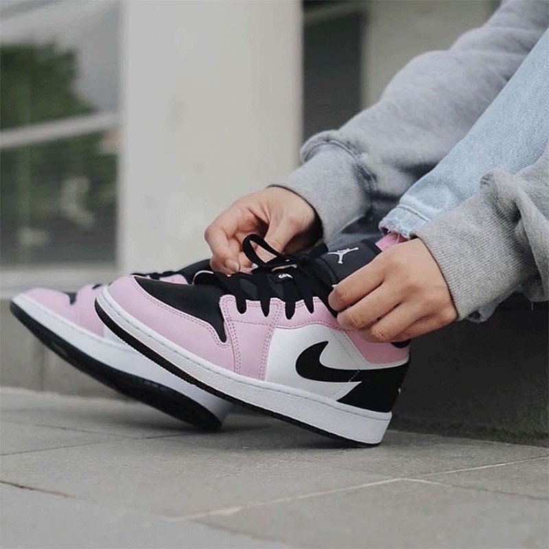 【现货】耐克air jordan 1 low aj1 gs 黑粉脚趾低帮篮球鞋女554723