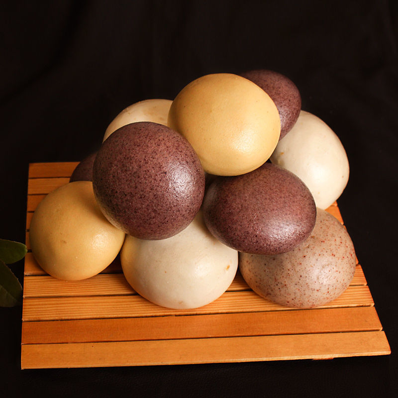 杂粮馒头荞麦玉米无糖全麦高粱纯手工粗粮主食惟纳德荞麦黑米各10个共