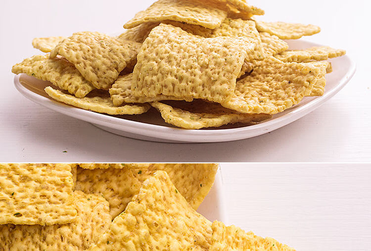 食谷坊苦荞片荞麦锅巴薄片薯片膨化休闲食品零食小吃酱香牛肉味400克2