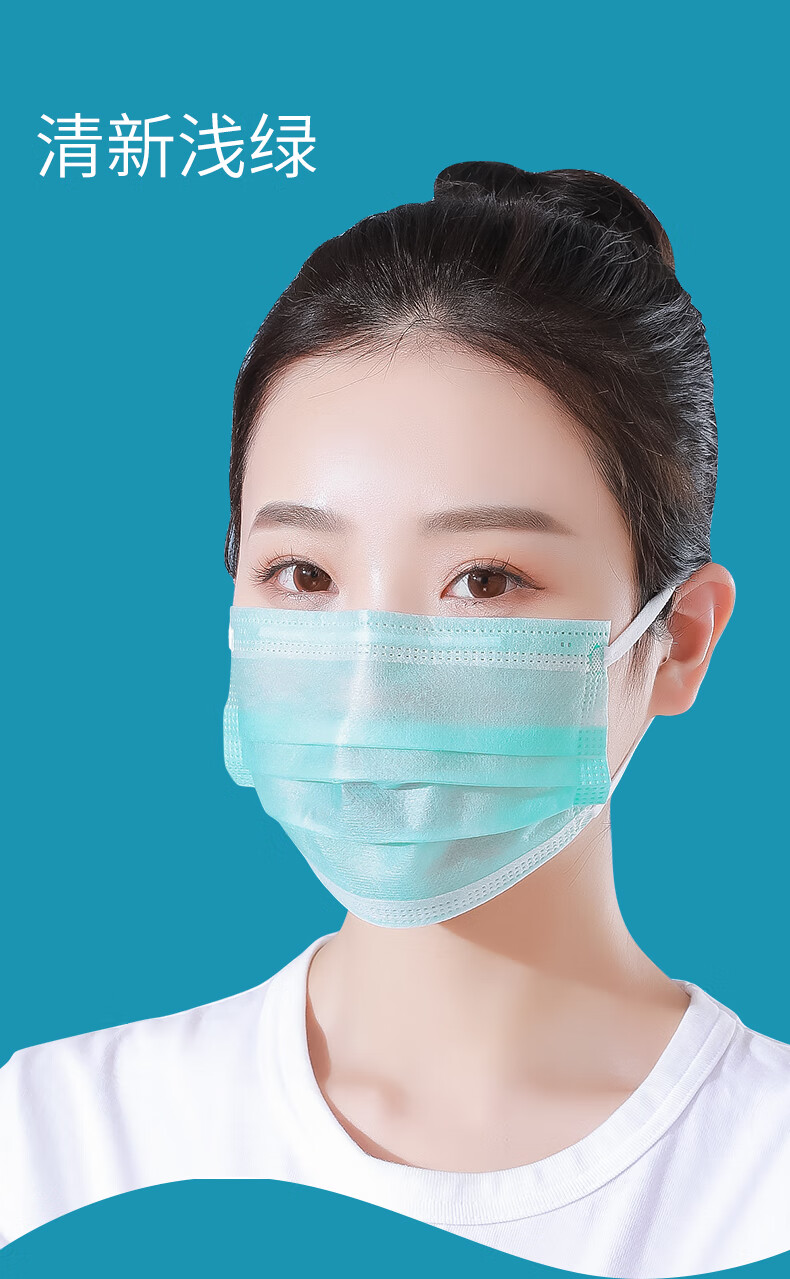 绿色口罩女夏季薄款透气防晒一层两层不勒耳一次性口罩夏天男的宽耳带