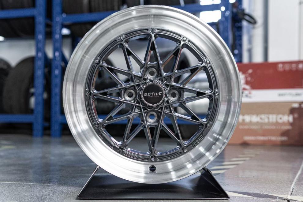 迈斯盾新款gothic-006适配五菱宏光mini14寸改装轮毂铝轮圈4孔100 枪