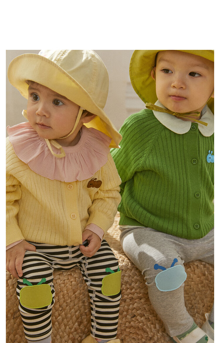 Papa Spring And Autumn Children's Sweater Knitted Cardigan for Boys And Girls, Striped Top Outerwear, Blue, 73cm 16