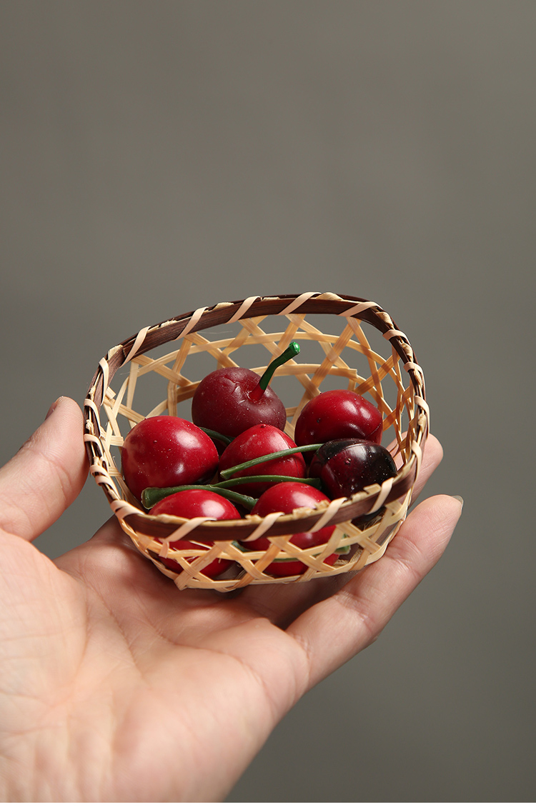 竹编迷你筐创意手工编织小水果篮家用收纳储物配菜篮竹铲淘米簸箕迷你