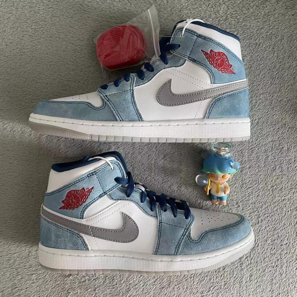 nike耐克air jordan 1 aj1白蓝银水洗牛仔薄荷中帮球鞋dn3706-401 44